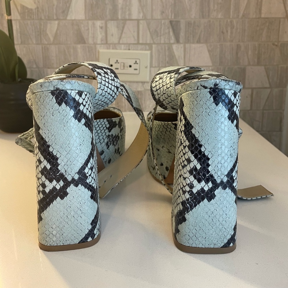 Bottega Venetta Python print buckle platform pumps